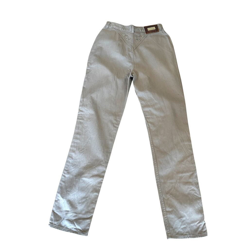 Lawman Khaki High Waisted Baggy Jeans Western Tapered Rigid Long Vintage 90s - Picture 3 of 7
